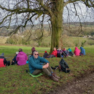 Group enjoying lunch before the climb back to Ashover (26.1.23)
